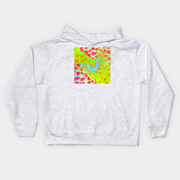 Pretty Centipede | Cheetah Print (Deep Pink/Chartreuse) Kids Hoodie by techno-mantis